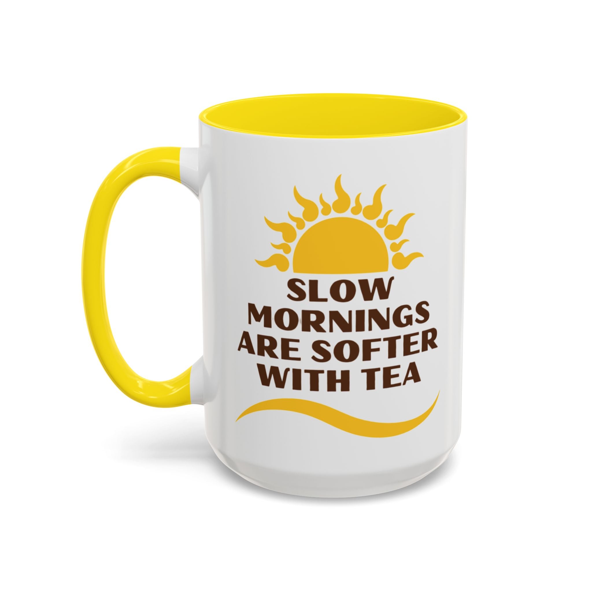 Sunshine Accent Coffee Mug — Yellow Sun Graphic Tea & Coffee Cup (11/15oz)