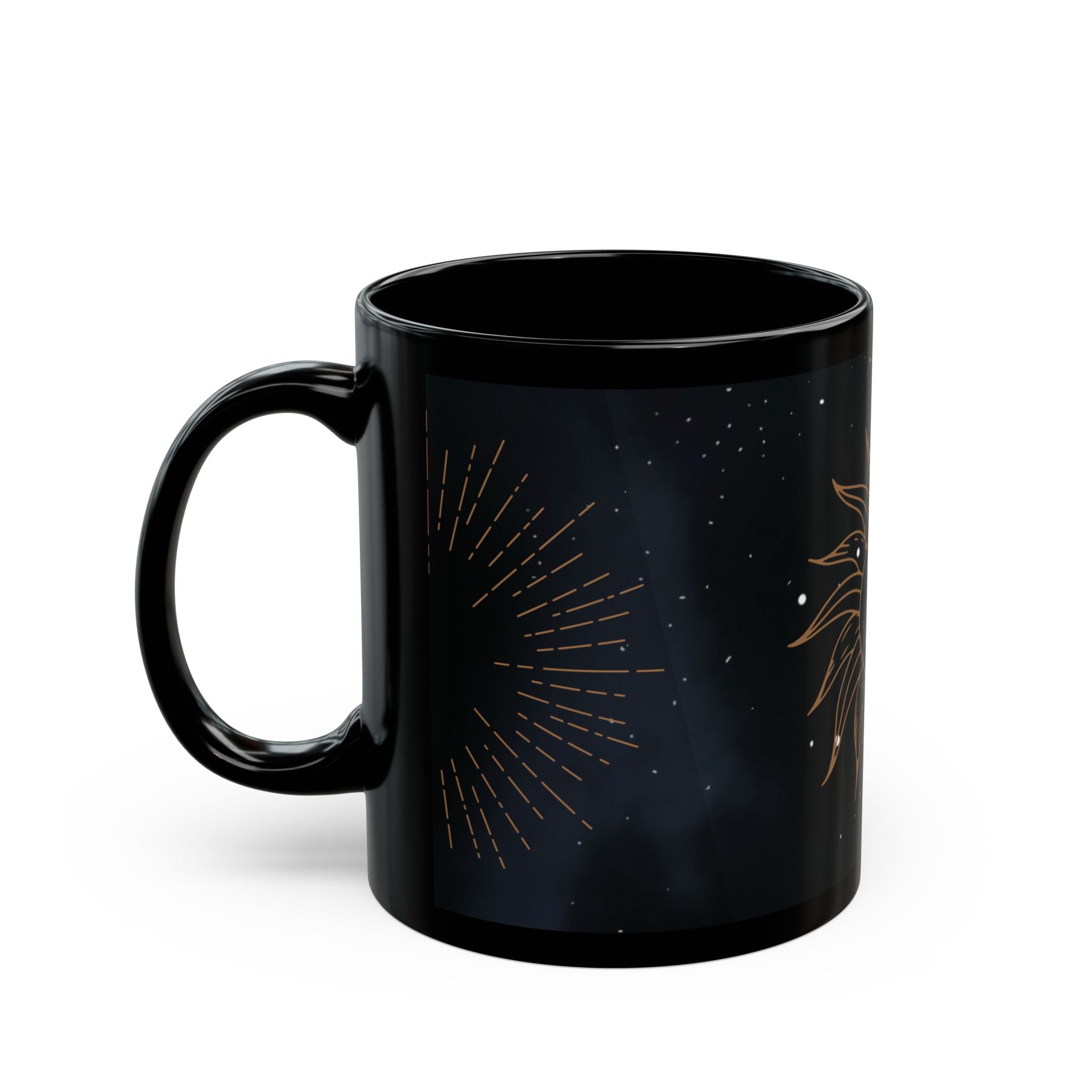 Celestial Sun Black Coffee Mug – Mystical Astrology Tea Cup