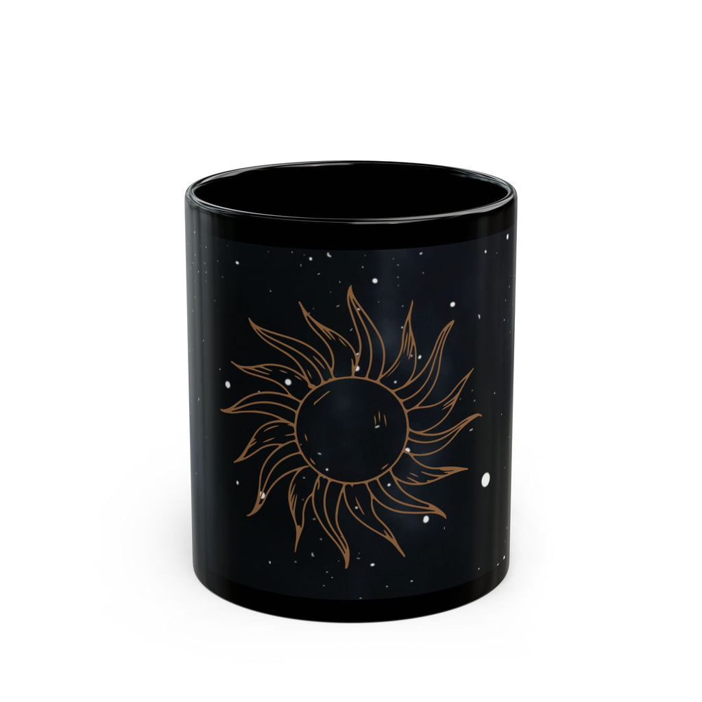 Celestial Sun Black Coffee Mug – Mystical Astrology Tea Cup
