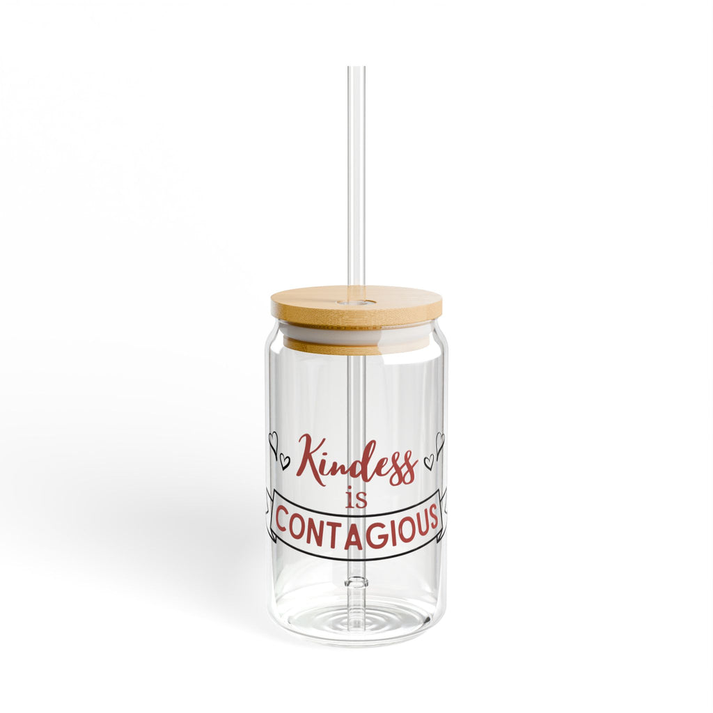 Kindness Is Contagious 16oz Glass Sipper with Bamboo Lid