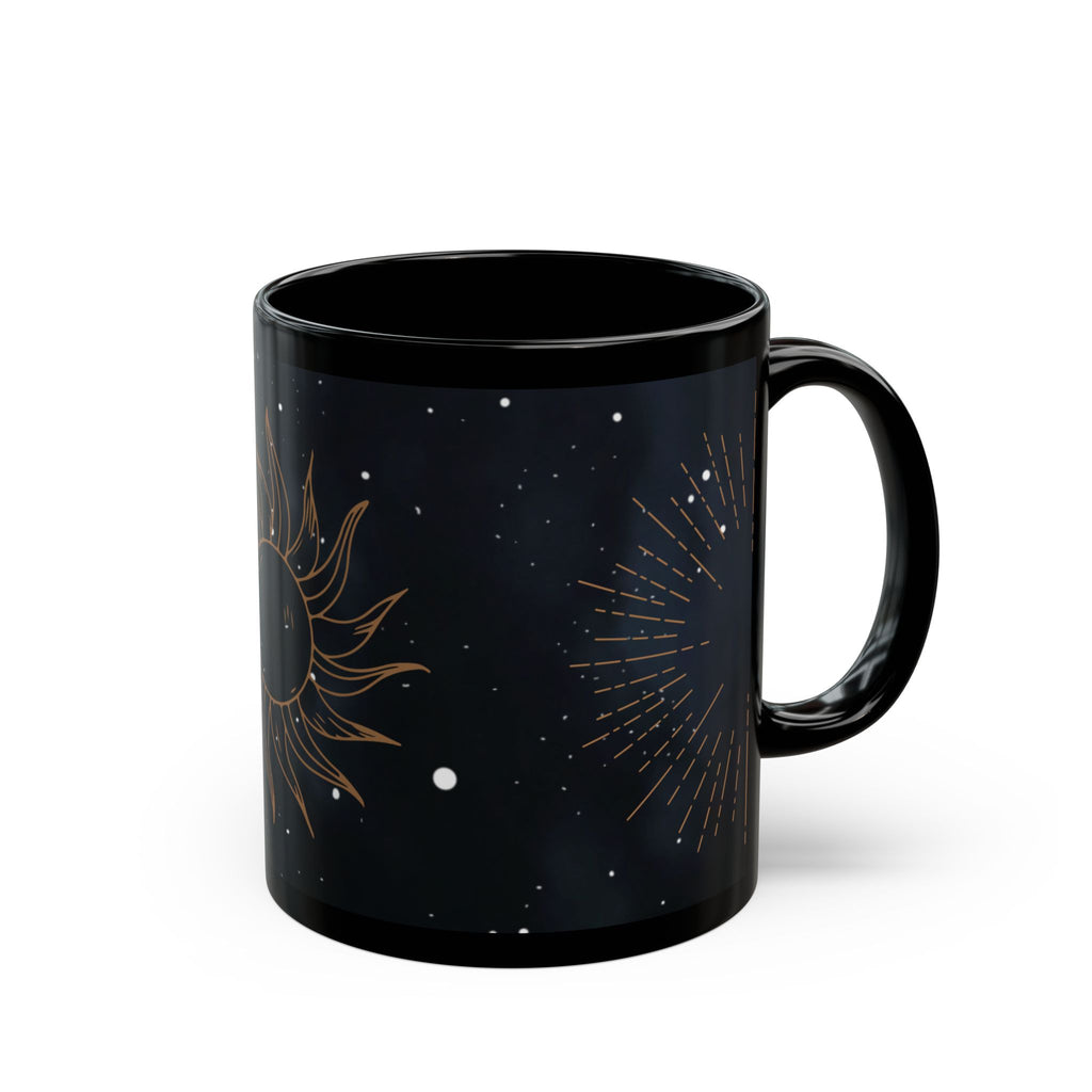 Celestial Sun Black Coffee Mug – Mystical Astrology Tea Cup