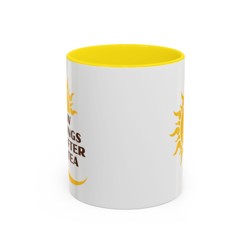 Sunshine Accent Coffee Mug — Yellow Sun Graphic Tea & Coffee Cup (11/15oz)