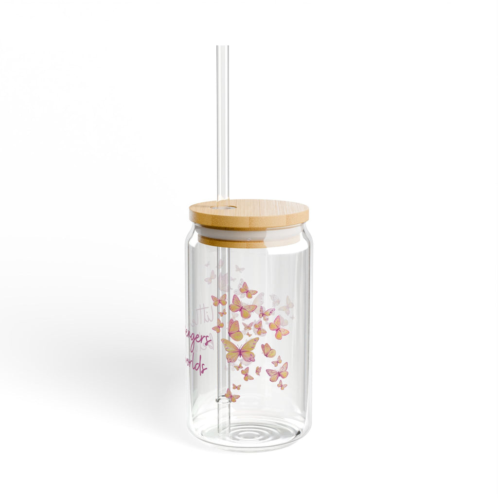 Butterfly Sipper Glass - 16oz 'Little Messengers Between Worlds' Straw Tumbler