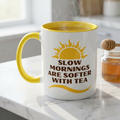 Sunshine Accent Coffee Mug — Yellow Sun Graphic Tea & Coffee Cup (11/15oz)