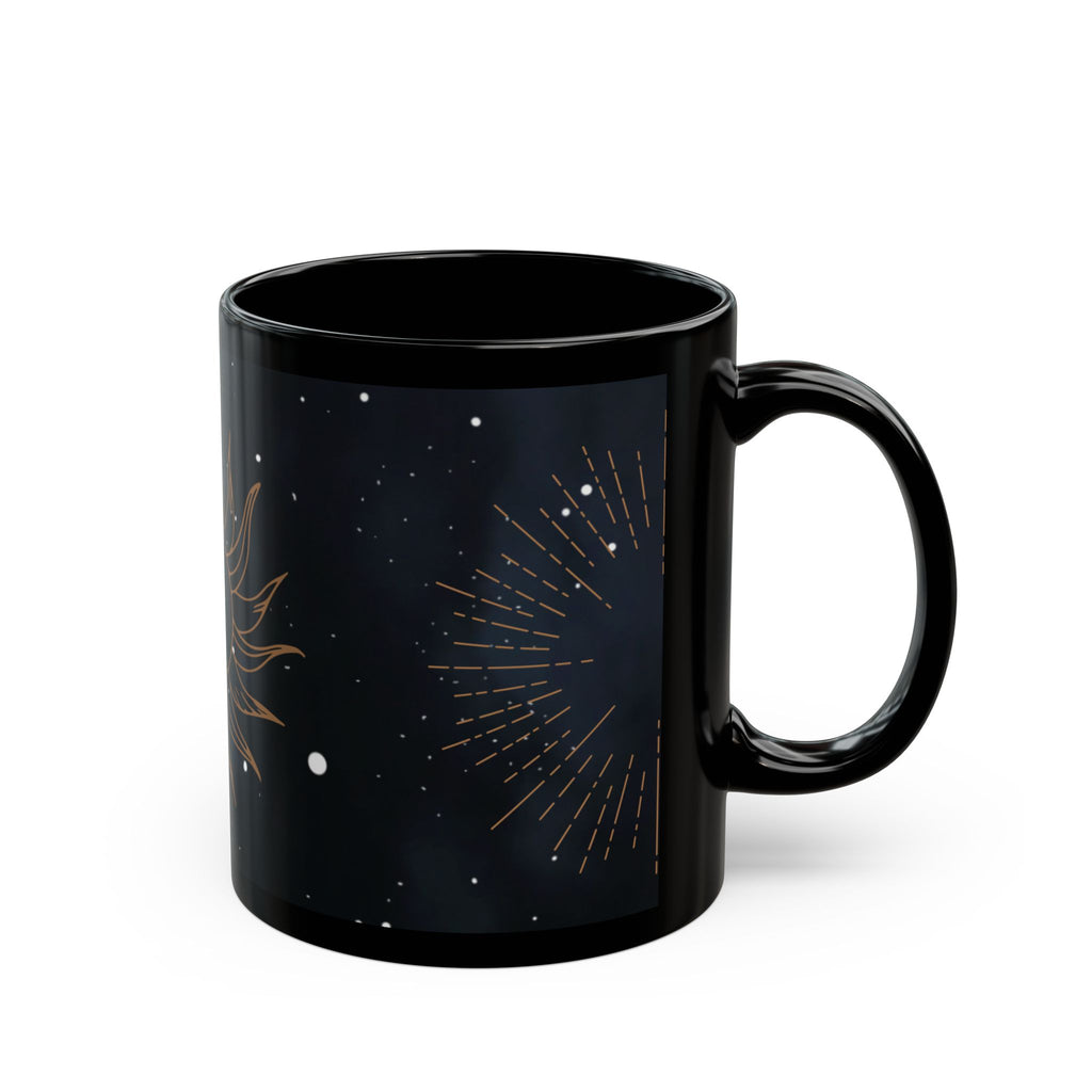 Celestial Sun Black Coffee Mug – Mystical Astrology Tea Cup