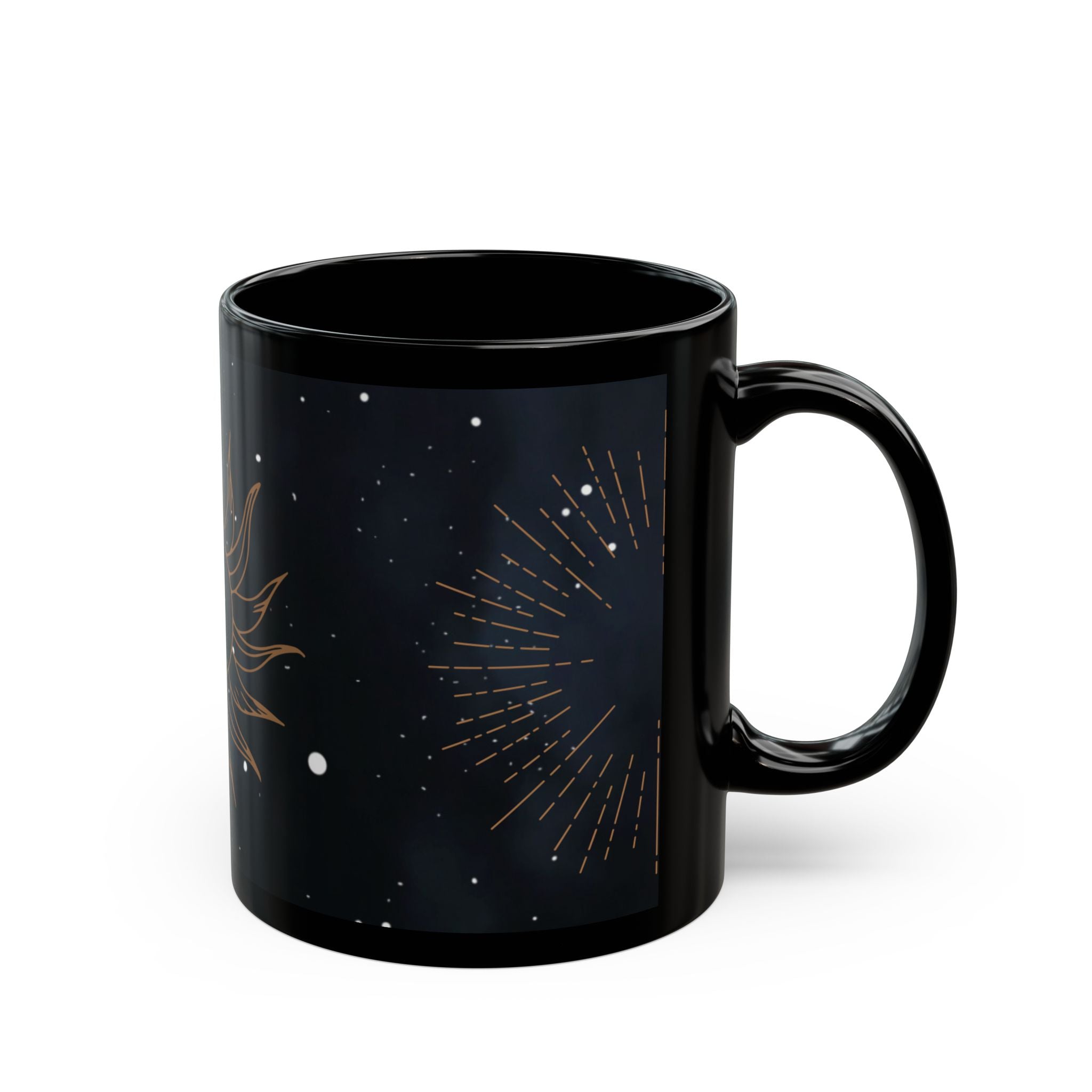 Celestial Sun Black Coffee Mug – Mystical Astrology Tea Cup