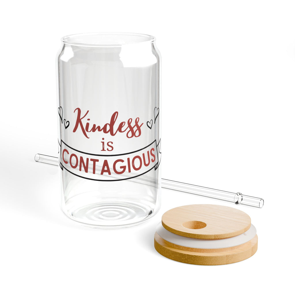Kindness Is Contagious 16oz Glass Sipper with Bamboo Lid