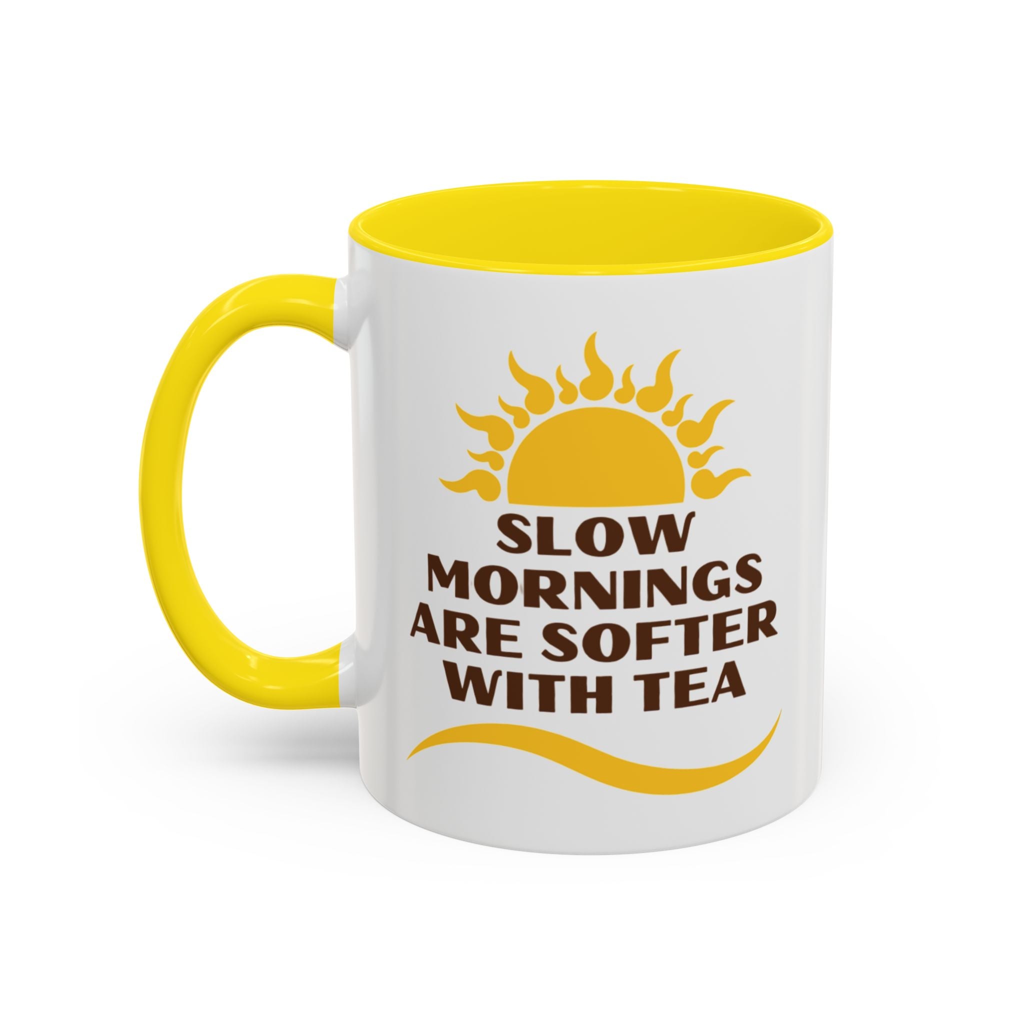 Sunshine Accent Coffee Mug — Yellow Sun Graphic Tea & Coffee Cup (11/15oz)