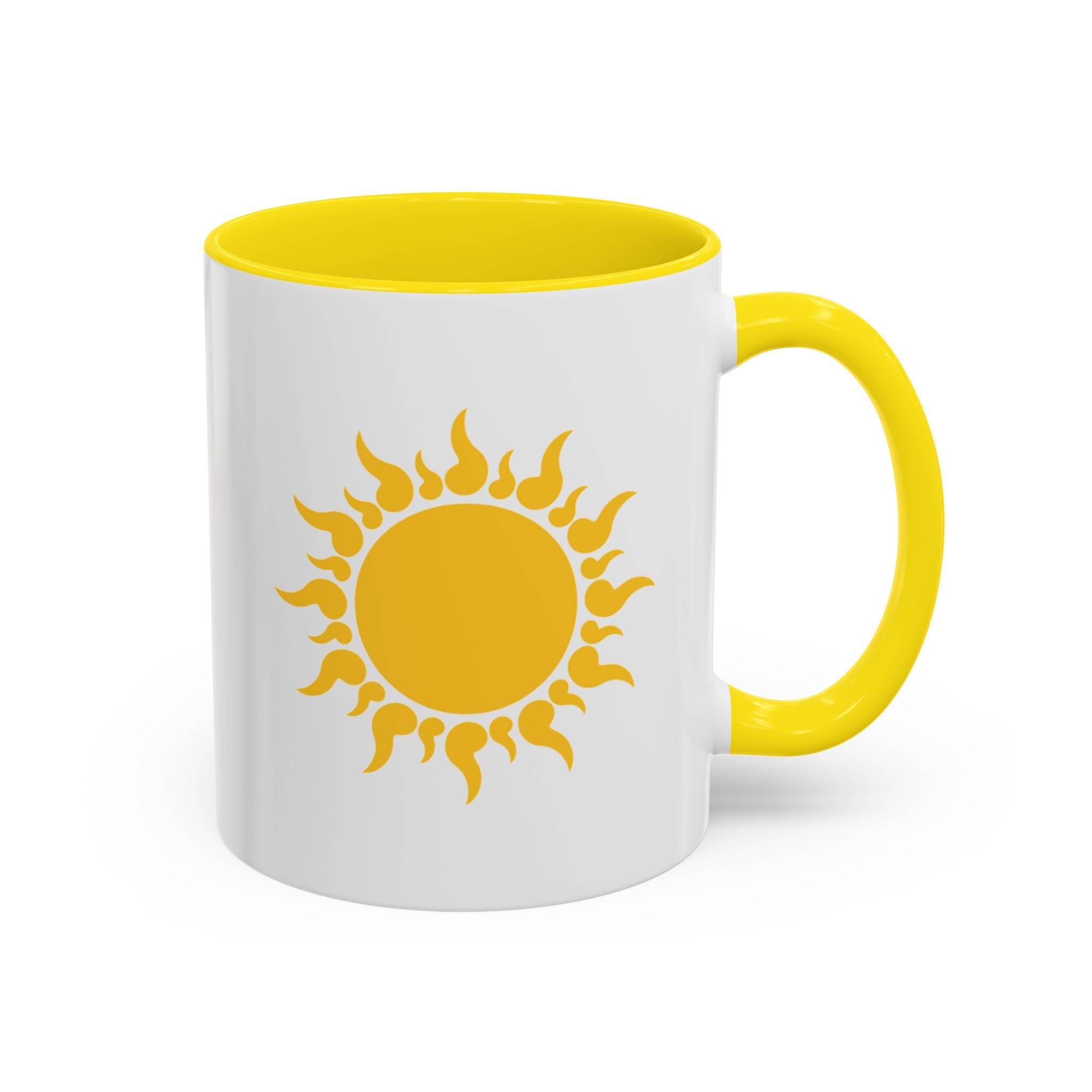 Sunshine Accent Coffee Mug — Yellow Sun Graphic Tea & Coffee Cup (11/15oz)