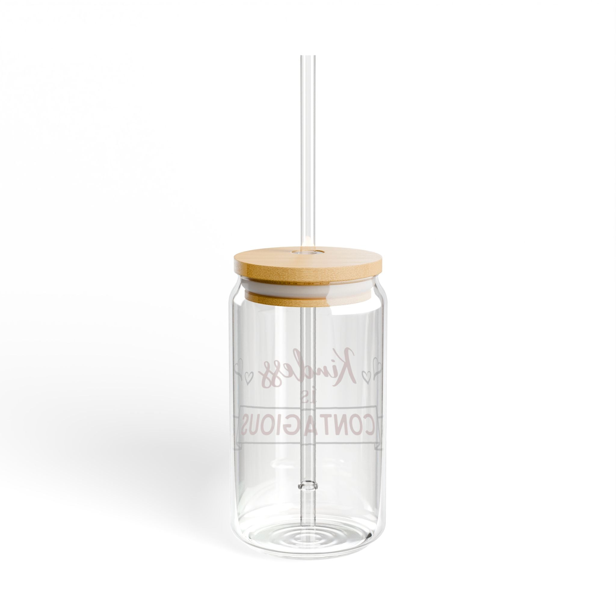 Kindness Is Contagious 16oz Glass Sipper with Bamboo Lid