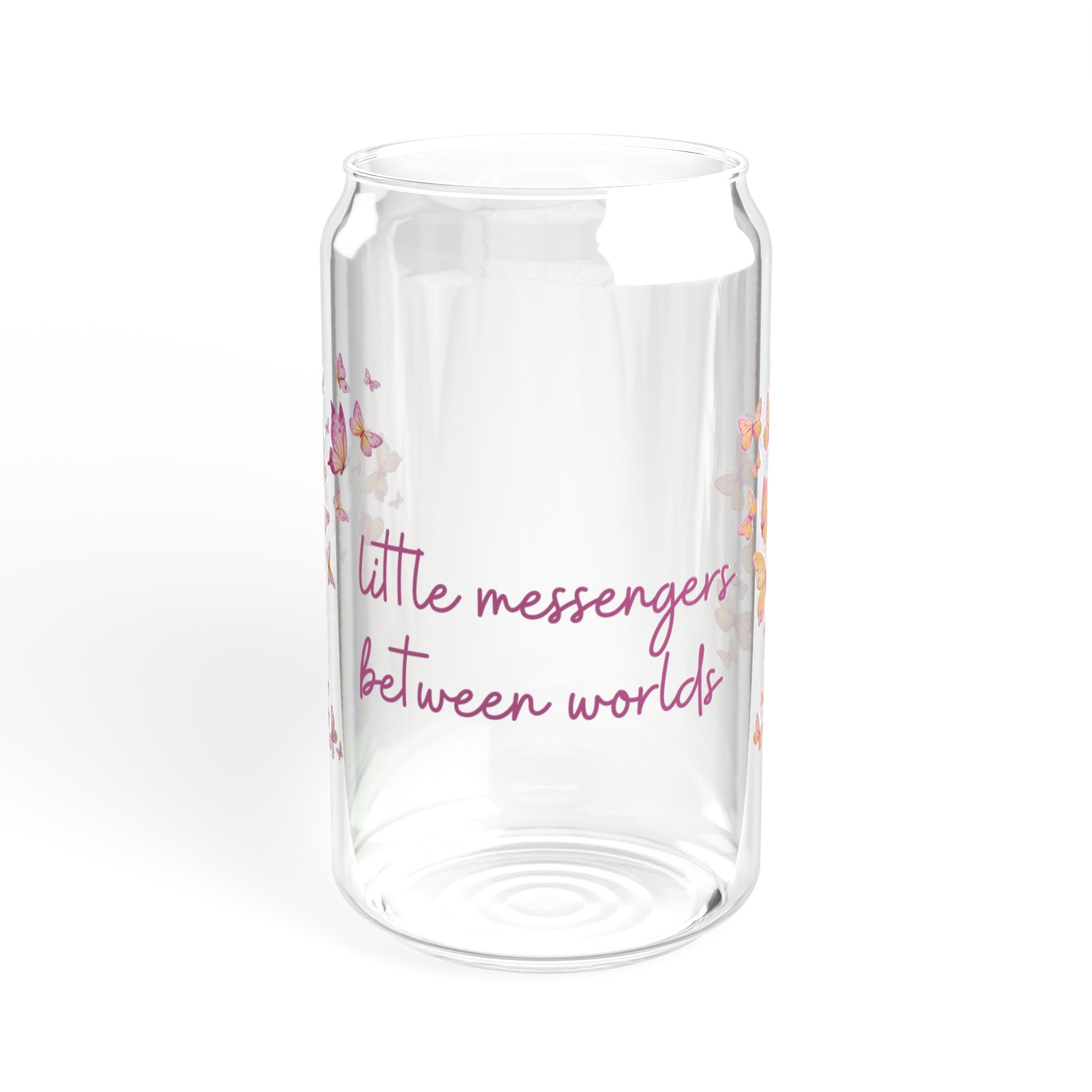 Butterfly Sipper Glass - 16oz 'Little Messengers Between Worlds' Straw Tumbler